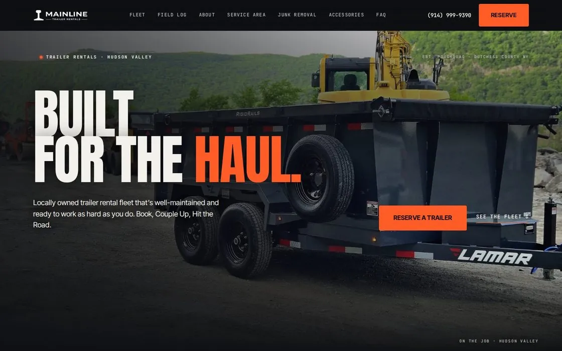 Mainline Trailer Rentals website hero