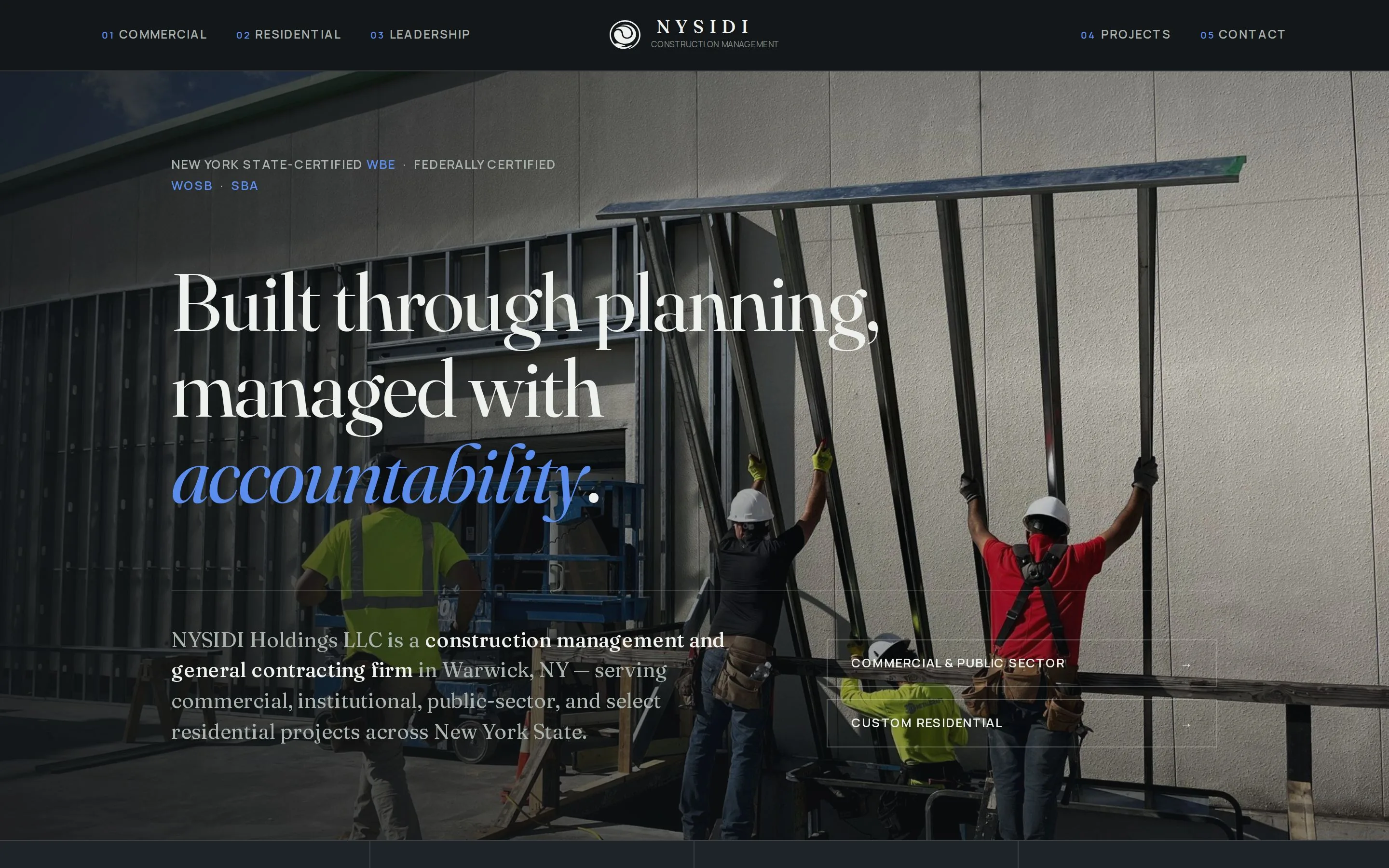 NYSIDI Holdings website on desktop — custom-coded by Sileon Web Design