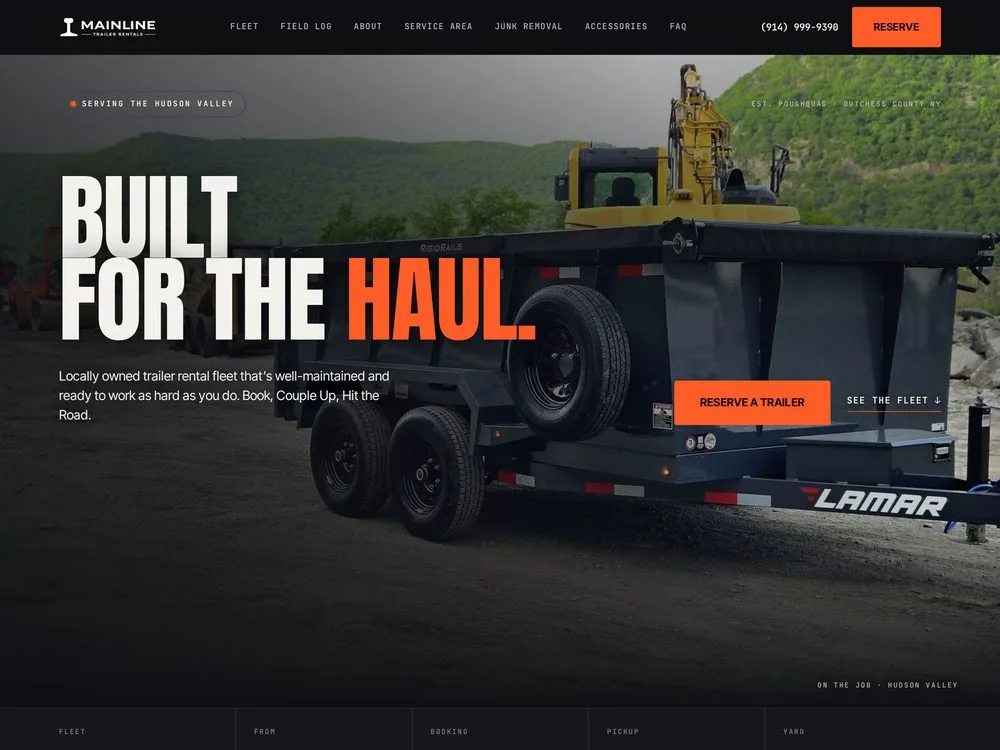 Mainline Trailer Rentals website — custom-coded by Sileon Web Design, Poughquag NY