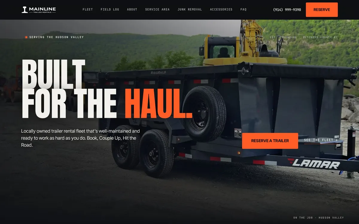 Mainline Trailer Rentals website